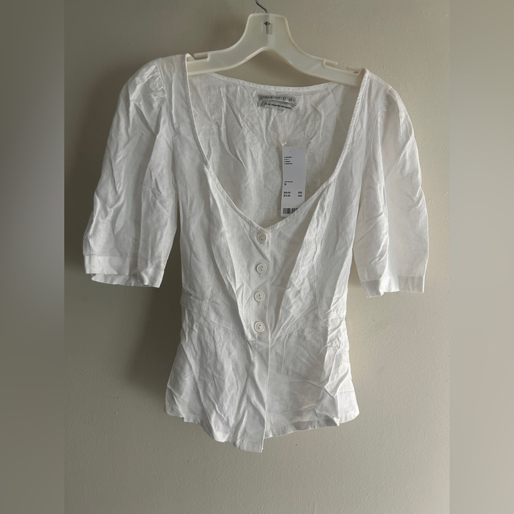 New Urban Outfitters Women’s White Babydoll Linen Blend Size M